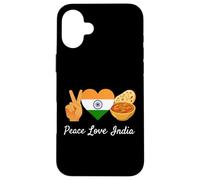 Custodia per iPhone 16 Plus Peace Love India Indiano Amante del Cibo