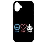 Custodia per iPhone 16 Plus Peace Love Yoga Meditazione Zen Retro Lotus