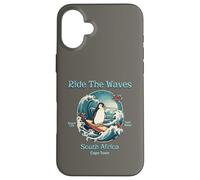Custodia per iPhone 16 Plus Penguin Surfing Waves Sud Africa Cape Cod Surfs Up Fun