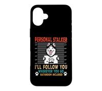 Custodia per iPhone 16 Plus Personal Stalker Dog Siberian Husky Funny Puppy Dog Lover