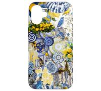 Custodia per iPhone 16 Plus Piastrella Mediterranea E Limone Blu Giallo Mare Italiano Estate