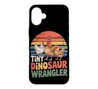 Custodia per iPhone 16 Plus Piccolo Dinosaur Wrangler Divertente Pollo Agricoltore Retro