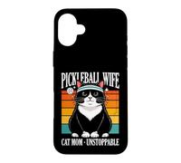 Custodia per iPhone 16 Plus Pickleball Moglie Gatto Mamma Inarrestabile Paddle Player