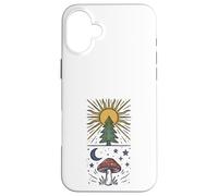 Custodia per iPhone 16 Plus Pino Sole Luna Fungo Foresta Celeste Boho Folk Art