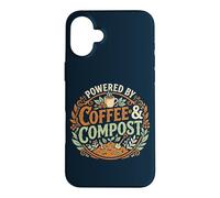 Custodia per iPhone 16 Plus Powered By Coffee & Compost Funny Gardener
