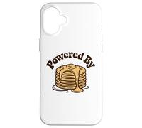 Custodia per iPhone 16 Plus Powered by Pancakes Breakfast Energy Funny Design Tee Pop!!
