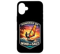 Custodia per iPhone 16 Plus Powered By Wind And Salt Windfurfer Windsurf Amante Scherzo