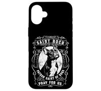 Custodia per iPhone 16 Plus Preghiera cattolica del santo patrono dei cani Bulldog francese di San Rocco