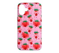 Custodia per iPhone 16 Plus Preppy Spring Coquette Fragola Archi Modello San Valentino