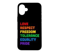 Custodia per iPhone 16 Plus Pride Love Equality Rainbow LGBTQ Parole colorate