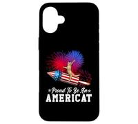 Custodia per iPhone 16 Plus Proud To Be An Americat Cat 4th of July Firework Patriotic