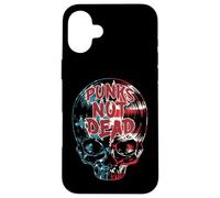 Custodia per iPhone 16 Plus Punks Not Dead Punk Rock USA Bandiera Vinile Record LP Skull