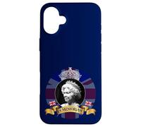 Custodia per iPhone 16 Plus Queen Elizabeth ritratto memoriam 1926-2022 VIP royal
