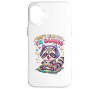 Custodia per iPhone 16 Plus Raccoon Gaming Can't Hear You I'm Gaming Common Raccoon