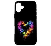 Custodia per iPhone 16 Plus Rainbow Paw Heart Colorful Dog & Cat Lover Pet Art