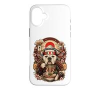Custodia per iPhone 16 Plus Ramen Pasta American Bulldog Giappone Samurai Cane Snack