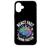 Custodia per iPhone 16 Plus React Fast Think Più Veloce Science Brain Design