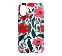 Custodia per iPhone 16 Plus Red Poppy Botanical Bold Flowers Floreale
