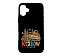 Custodia per iPhone 16 Plus Regalo disegnato a mano del punto di riferimento del souvenir di viaggio di Cracovia Polonia