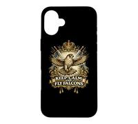 Custodia per iPhone 16 Plus Regalo per gli amanti della falconeria Keep Calm and Fly