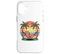 Custodia per iPhone 16 Plus Relaxing capybara, Sunset, Palm tree, Summer capy vacation