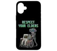 Custodia per iPhone 16 Plus Respect Your Elders Retro Computer Gamer Girl Fun VR Gaming