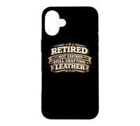 Custodia per iPhone 16 Plus Retired Not Expired Still Crafting Leather Worker Gift