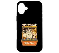 Custodia per iPhone 16 Plus Retro Arcade Cats Kitty Quest Feline Gamer Videogioco