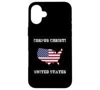 Custodia per iPhone 16 Plus Retro Corpus Christi Stati Uniti Distressed Stati Uniti