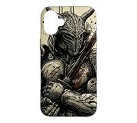 Custodia per iPhone 16 Plus Retro giapponese Mech Anime Mecha Samurai Vintage Kanji