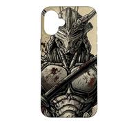 Custodia per iPhone 16 Plus Retro giapponese Mech Anime Mecha Samurai Vintage Kanji