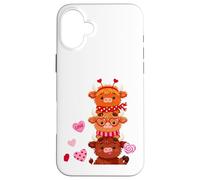 Custodia per iPhone 16 Plus Retro Howdy Western Highland Mucca Valentine Cuore Grafica