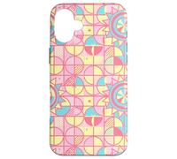 Custodia per iPhone 16 Plus Retro Pink and Yellow Geometric Floral Pattern Girly Pastel