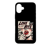 Custodia per iPhone 16 Plus Retro Vampire Halloween Love at First Bite Kiss or Treat