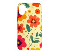 Custodia per iPhone 16 Plus Retro Vintage Motivo Floreale Arancione Boho Hippie Garden