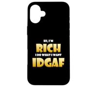 Custodia per iPhone 16 Plus Rich Costume IDGAF Meme Personalized Wealthy Person Success