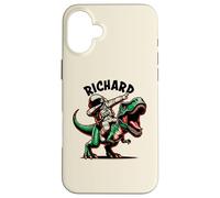 Custodia per iPhone 16 Plus Richard Dabbing Astronauta su un cartone animato dinosauro