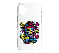 Custodia per iPhone 16 Plus Ride The Storm, Pirate Skull Storm Adventure Graphic