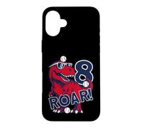 Custodia per iPhone 16 Plus ROAR 8 ANNI DINOSAURIER BASEBALL 8° COMPLEANNO