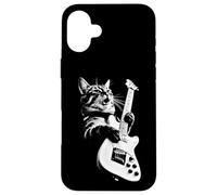 Custodia per iPhone 16 Plus Rock Cat Playing Guitar - Funny Guitar Cat