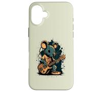 Custodia per iPhone 16 Plus Rock & Roll Mouse che suona una chitarra