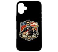 Custodia per iPhone 16 Plus Rockin negli Stati Uniti Presidente Guitar American Independence Day