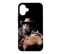 Custodia per iPhone 16 Plus Rodeo Kitten Wrangler Bizzarro Capibara Mount Western Cat