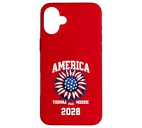Custodia per iPhone 16 Plus Ron Paul Thomas Massie Election 2028 President American Flag