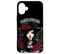 Custodia per iPhone 16 Plus Rose Are Red My World is Black Gothic Roses Gothic Woman