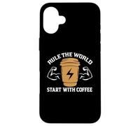 Custodia per iPhone 16 Plus Rule The World Star With Coffee Baristas Funny Coffee Lover