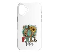 Custodia per iPhone 16 Plus Rustic Fall Vibes Zucca Girasoli Stampa Leopardata