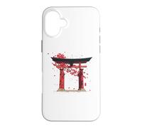 Custodia per iPhone 16 Plus Sakura Torii Cultura giapponese fiori di ciliegio Estetica
