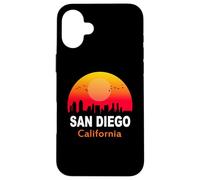 Custodia per iPhone 16 Plus San Diego California State USA Vintage Sunset Retro City