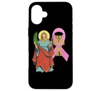 Custodia per iPhone 16 Plus Santa Agata Cancro al seno Nastro Patrono Santo Infermiere Cattolico